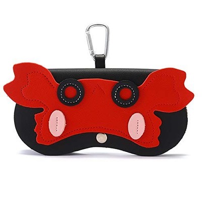 Cartoon Sunglasses Pouch, Portable Snap Button Glasses Case with Clip PU Crab