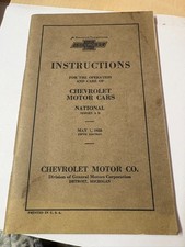 CHEVROLET INSTRUCTIONS MOTOR CARS 1928 SEE AD (AUTOMOBILE, ANTIQUE )