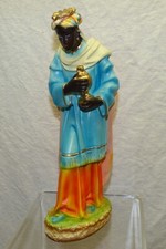 Statuina Natività Italia Vintage Saggi 9 1/4" Re Nero Balthazar Gesso Natale