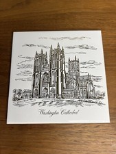 National Cathedral - Washington D.C. Ceramic Tile/Trivet White Gold Gilt Design