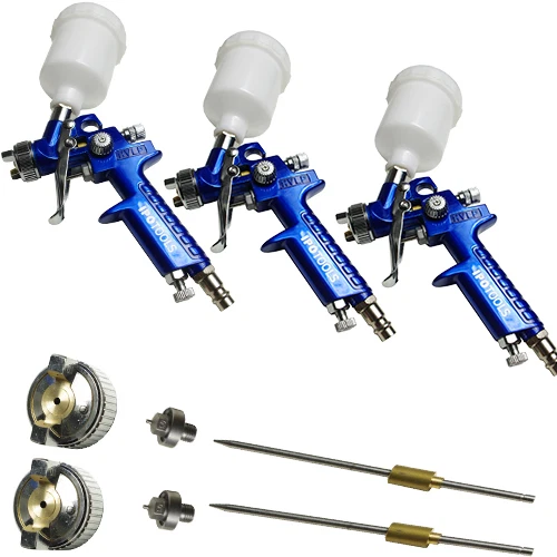IPO-TOOLS MINI HVLP Spritzpistolen Lackierpistolen 0,5mm / 0,8mm / 1,0mm Rostfrei Düsen