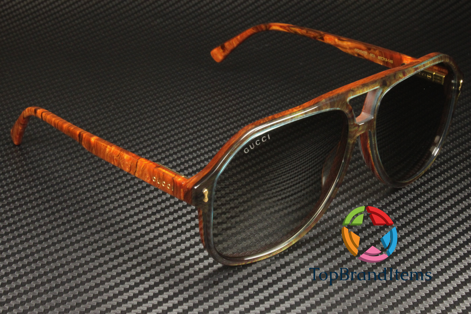 GUCCI GG1042S 003 Pilot Blue Shiny Grey 60 mm Men's Sunglasses