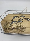 Pyrography Art Wood Burning Wall Hanging Tray Nautical Dolphins Fish — photo 3