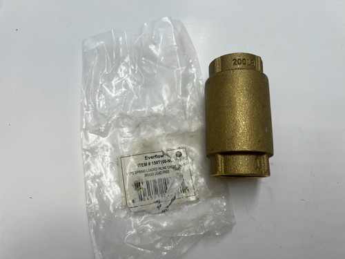 Everflow 1/2" In-Line Check Valve Brass Spring Loaded FIP Connections 200 PSI
