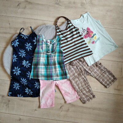 mädchen set 122 Sommer 2 kurze Hosen 3 Shirts Kleid 116 128 super Zustand süß