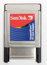 SanDisk Compact Flash PC Card Adapter PCMCIA CF Memory Reader TESTED Working #C