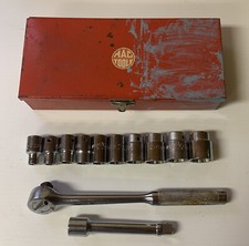 Vintage Mac Tools V8ri 12 Inch Drive Ratchet 10 Sockets 5 In Extension Box U Vintage Mac Tools V8ri 12 Inch Drive Ratchet 10 Sockets 5 In Extension Box U