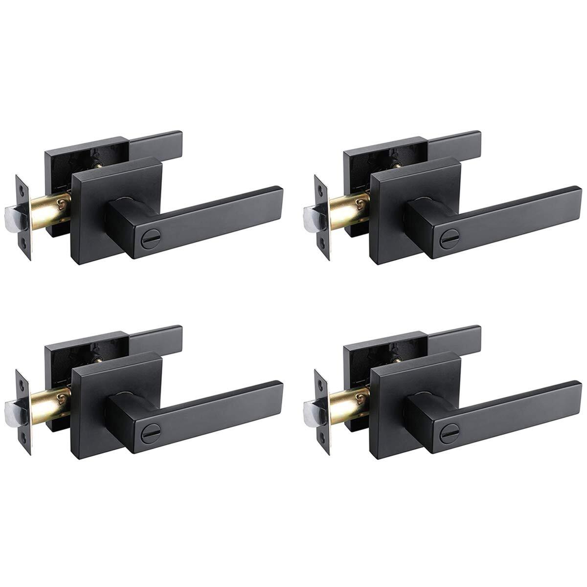 Privacy Door Lever Keyless Interior Door Handle With Lock Matte Black Heavy Duty-image