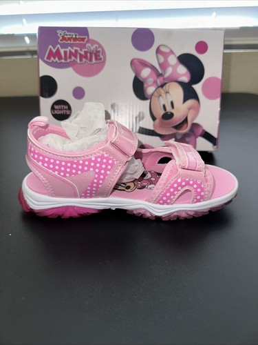 NWB Disney Minnie Mouse Pink Open Toe Hook and Loop Sandals Girls Sz 12 - Picture 7 of 12