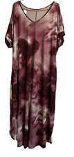 Women's 2XL Maroon & White Tie Dye Print V-Neck Maxi Dress From Shein Curve