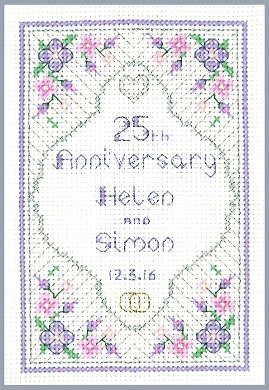 Silver Anniversary Sampler - 25th anniversary - cross stitch kit on 14 aida