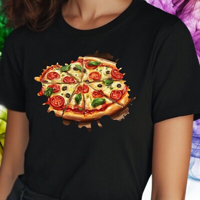 Frauen T-Shirt Pizza Motiv Baumwolle Größe S bis 3XL