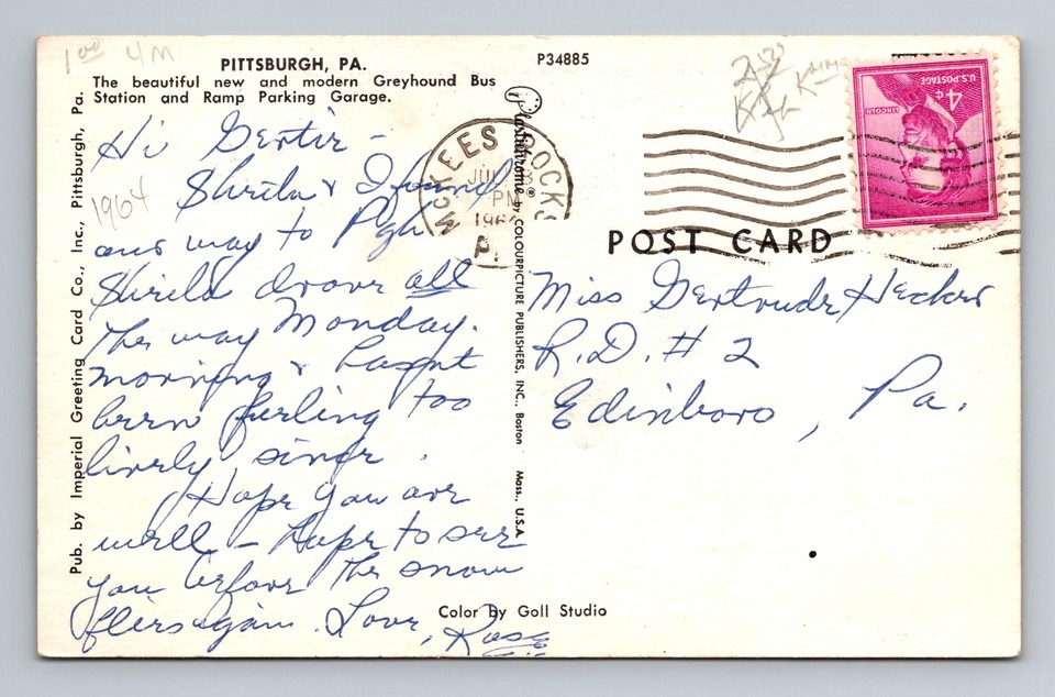 Pittsburgh PAPennsylvania, Greyhound Bus Station, Vintage c1961