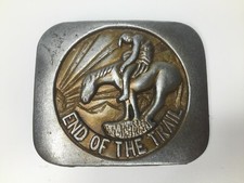 Vintage End of the Trail Belt Buckle Native American and Horse Western Theme
