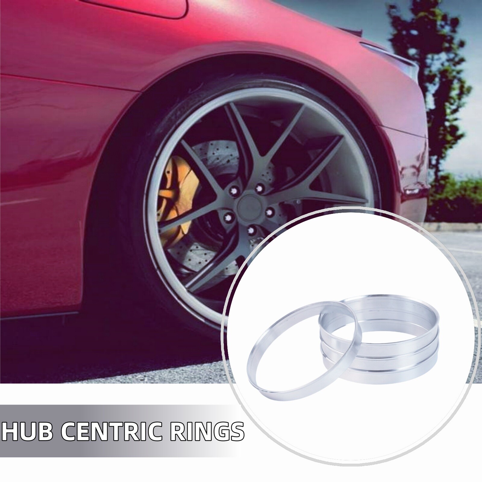 4 pcs Wheel Hub Centric Rings Aluminum Alloy ID 2.52