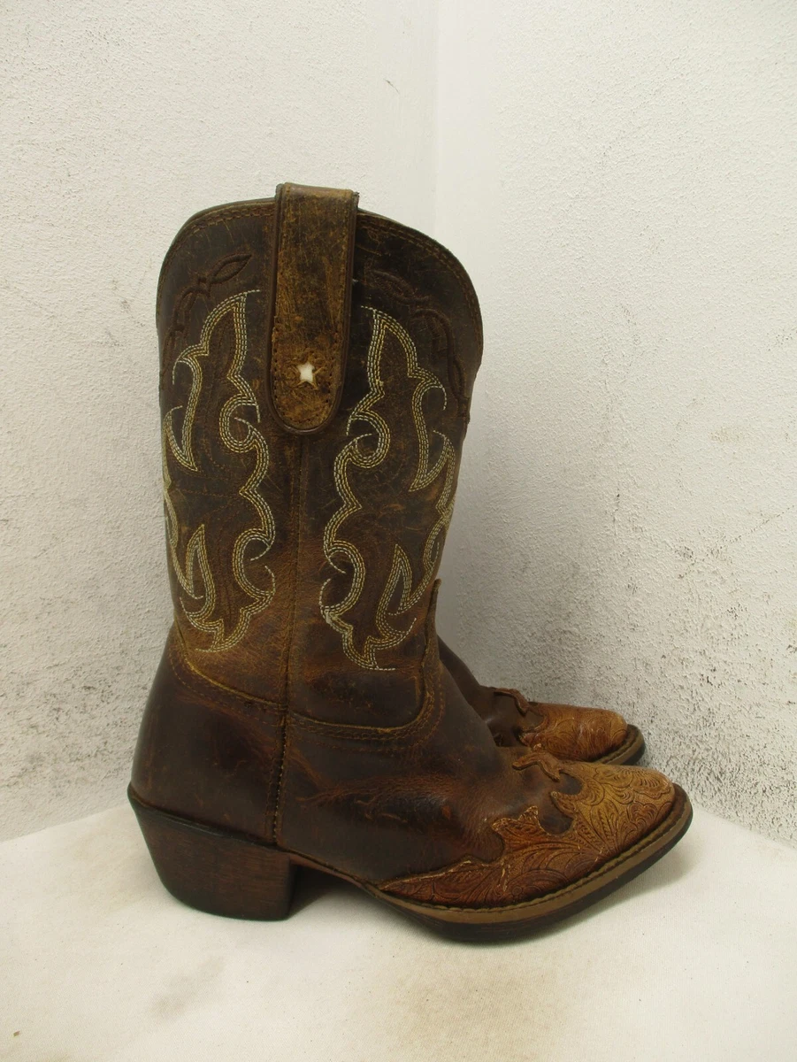 Bottes de cowboy western vintage Dan Post en cuir noir cassées pour hommes taille 9,5 EW cuir de vache