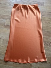 Nasty Gal Orange Satin Slinky Bias Cut Midi Skirt - Size 10 - Used 