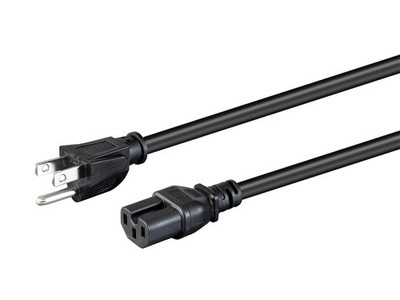 Heavy Duty Power Cord - 4 Feet - Black | NEMA 5-15P to IEC 60320 C15, 14AWG, 15A