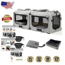 Portable Dog Carrier: Extra Large Grey 24" Travel Crate with Collapsible