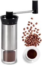 LHS Manual Coffee Grinder Stainless Steel Portable Hand Crank Black 2 