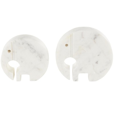 Marble Elephant Circular Abstract Decorative Sculpture with