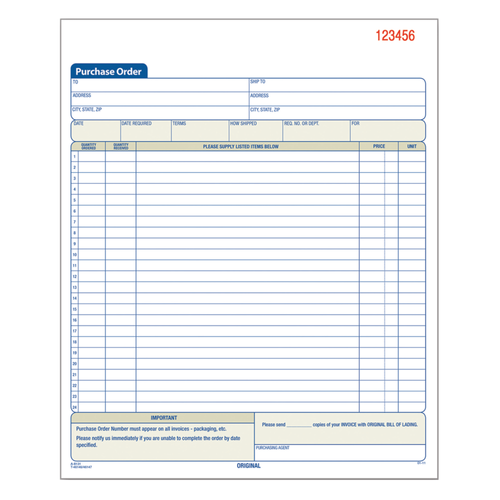 Adams Carbonless Purchase Order Book, 3-Part