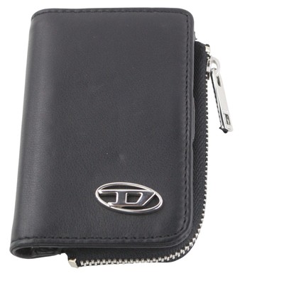 Diesel Hissu Evo L-Zip Key Uomo Portafoglio OS Vera pelle Nera