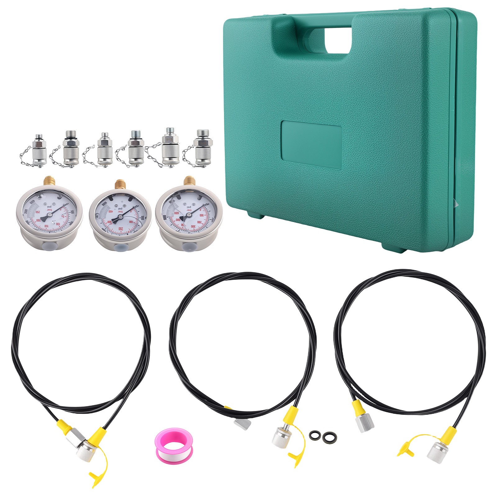 Kit de test de pression hydraulique 250 600Bar avec manomètres glycérine anti-vibrations