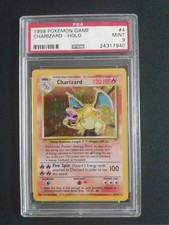 1999 POKEMON GAME BASE SET UNLIMITED #4 CHARIZARD-HOLO PSA MINT 9