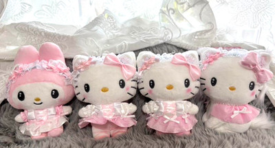 4er Set Sanrio weiße Katze Ballerina Plüsch Maskottchen Kitty My Melody 2025 ...