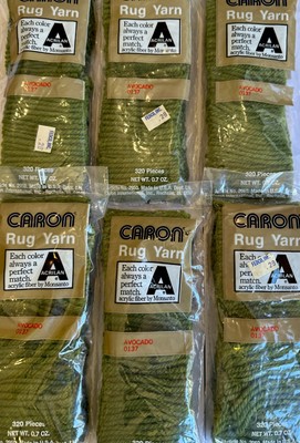 Lot of 6 Packages Caron Latch Hook Rug Yarn 0137 AVOCADO 320 Pieces Each PKG