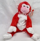 TY Beanie Baby Valentine Monkey Plush Doll Stuffed Animal Vintage NWT