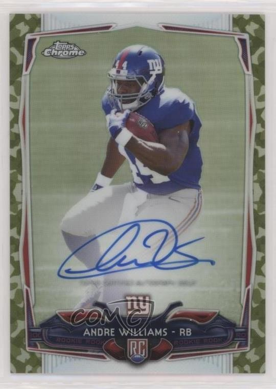 2014 Topps Chrome STS Camo Refractor Rookie 58/99 Andre Williams Auto RC 4r6