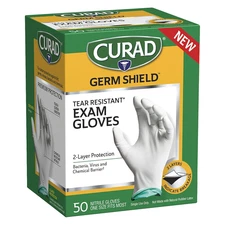 CURAD Shield Nitrile Exam Gloves, One Size Fits Most (50 Count)