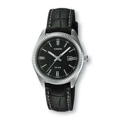 CASIO LTP1302L-1A Ladies Analog Black Leather Band Watch