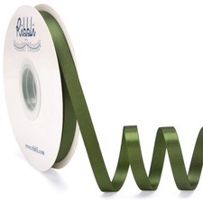 Moss Green Satin Ribbon Double Faced Satin 3/8 Inch x Continuous 50 Yards-Mos...