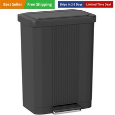 Step-On Trash Can with Lid 13 Gallon 50 Liter Capacity for Kitchen Garbage Ca...