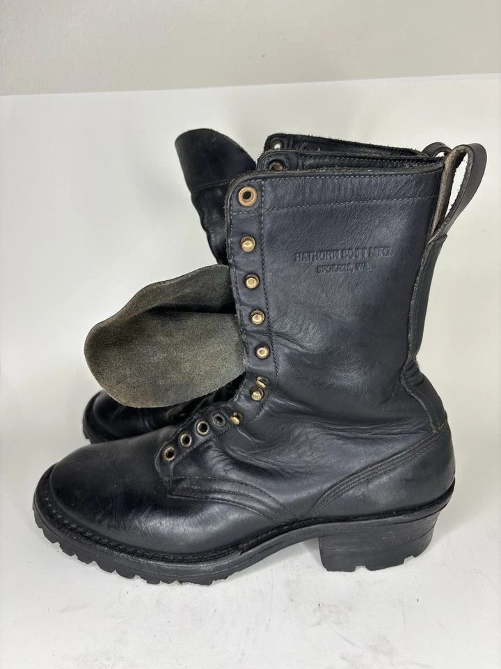 Hathorn Black Leather Wildland Boots Men’s Size 10EE Lace Up Vibram Sole - Image 3 of 4