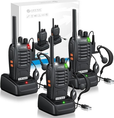eSynic 3 Pack Walkie Talkies Kit-3 Miles Long Range Walky Talky-Rugged Design...