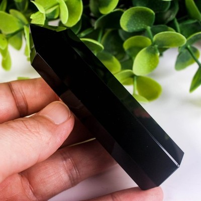 74g 90mm Black Obsidian Crystal Tower Natural Point Obelisk Healing Protection