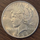 1935 Peace Dollar US $1 Coin 90% Silver Semi-Key Date Choice AU/BU Cartwheel