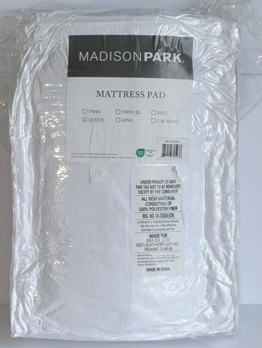 Madison Park Mattress Pad cover Queen Size White new sealed - Picture 3 of 7