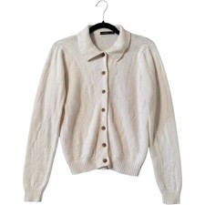 Brandy Melville Cardigan One Size Cream Wool Blend Collared Button Up Preppy