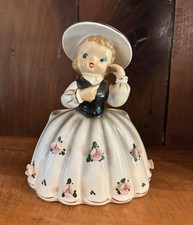Vintage Relpo K681 Ceramic Planter Vase Lady in Dress 6" 1950s