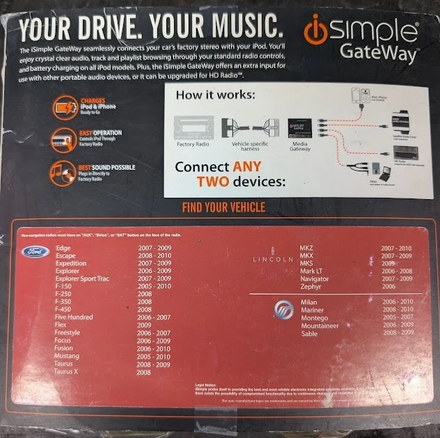 Radio de fábrica iPod/iPhone e interfaz de audio auxiliar iSimple GateWay ISFD571 Foto 2 de 3
