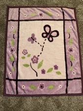 COCALO Purple Floral Butterfly Acrylic Baby Blanket