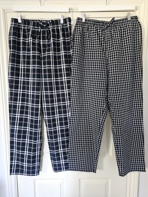 M&S 2 Loungewear Pyjama Bottoms Men's Size Medium Cotton Check Elasticated 
