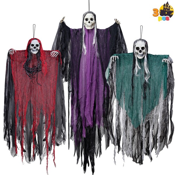 Halloween Skelett Deko Sensenmann HäNgend Gruselig Garten Spukhaus 3 StüCk 134Cm-image