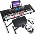 61Key Lighted Up Piano Keyboards w/Stool,Stand,USB,LCD Screen,Headset,Microphone