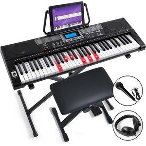 61Key Claviers pour piano allumés avec/Tool, Stand,USB,LCD Écran, casque, microphone